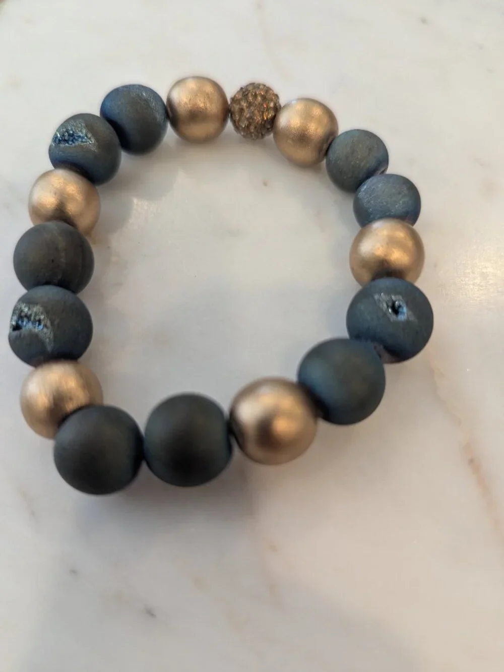 Beautiful Beaded Druzy And Rhinestone Bracelet